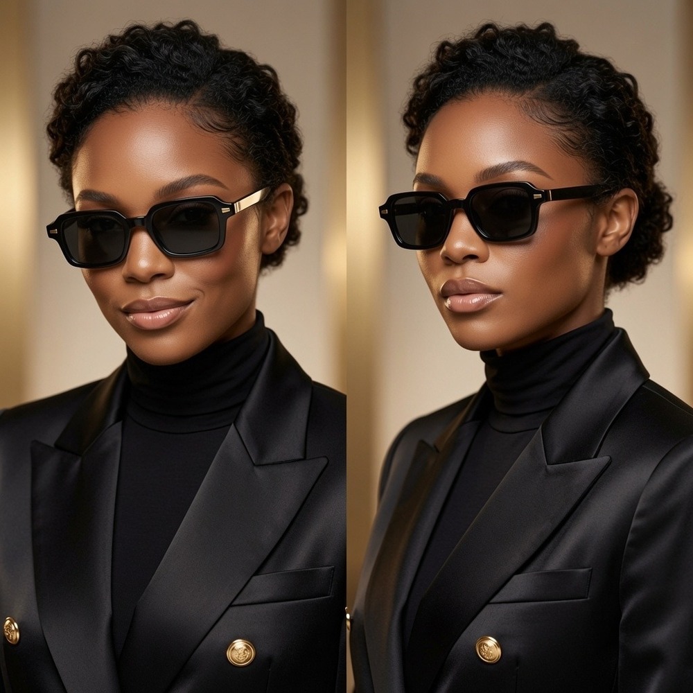 Black Square Retro Sunglasses UV400 Geometric Women Hip Hop Hippie Style Fancy